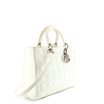 Christian Dior Lady Dior Bag Cannage Quilt Patent Large