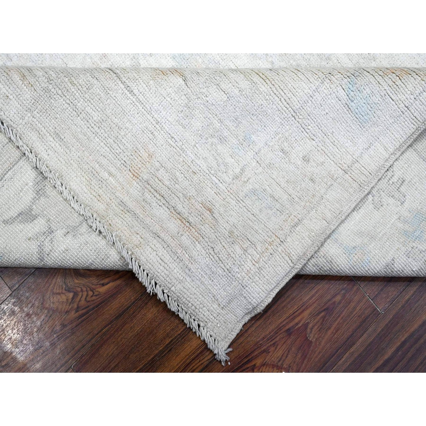 8'3"X9'9" Pacific Pearl White Faded Afghan Angora Oushak Oriental Rug