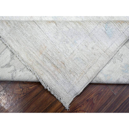 8'3"X9'9" Pacific Pearl White Faded Afghan Angora Oushak Oriental Rug