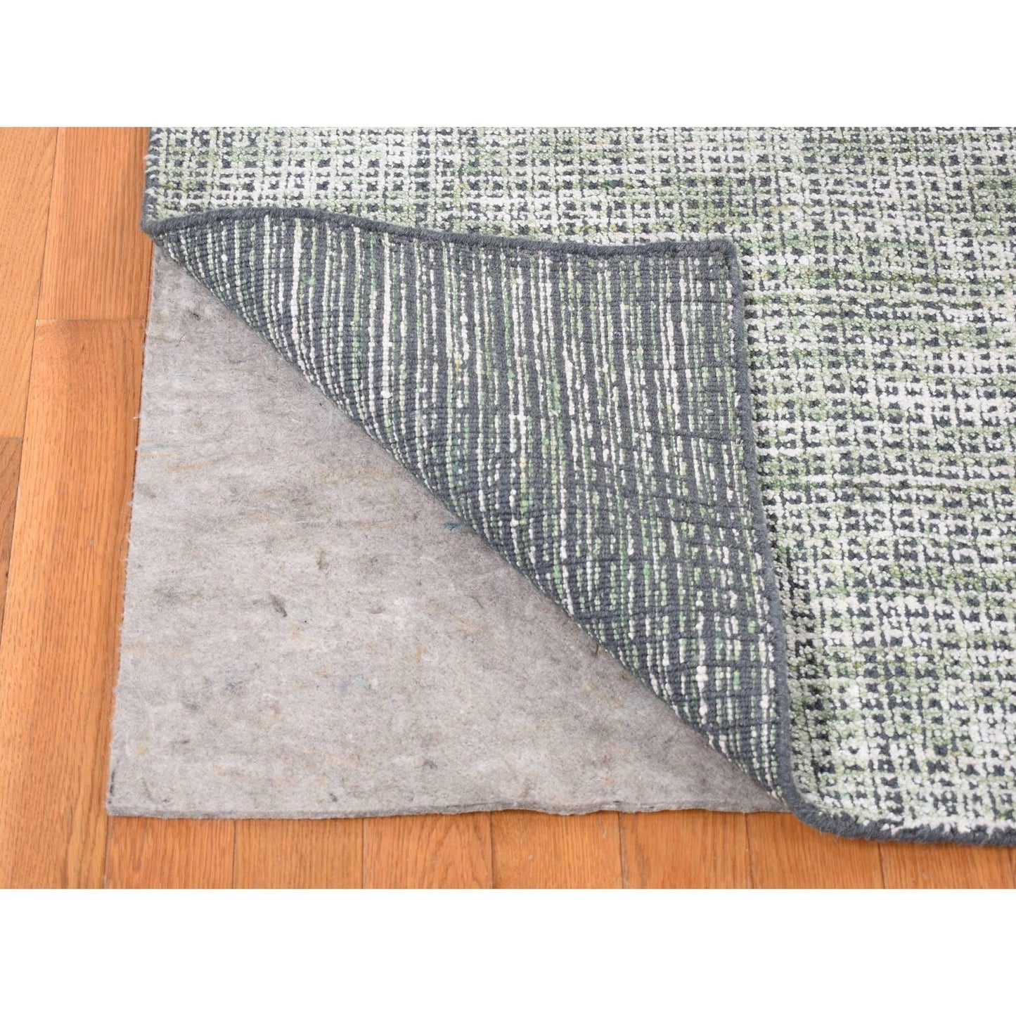 9'1"X12'1" Green Modern Design Wool And Art Silk Hand Loomed Rug