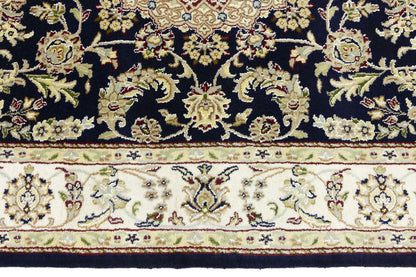 Indo Nain Oriental Rug Handmade Wool Carpet Blue