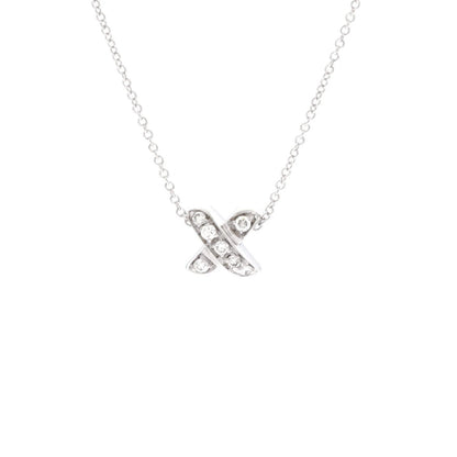 Tiffany & Co. Signature X Pendant Necklace 18K White Gold With Diamonds