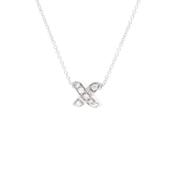 Tiffany & Co. Signature X Pendant Necklace 18K White Gold With Diamonds