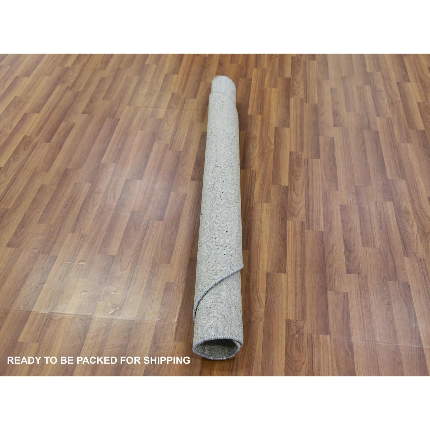 Rug 5'x5' Perfect Gray Undyed Wool Hand Knotted Grass Design Round