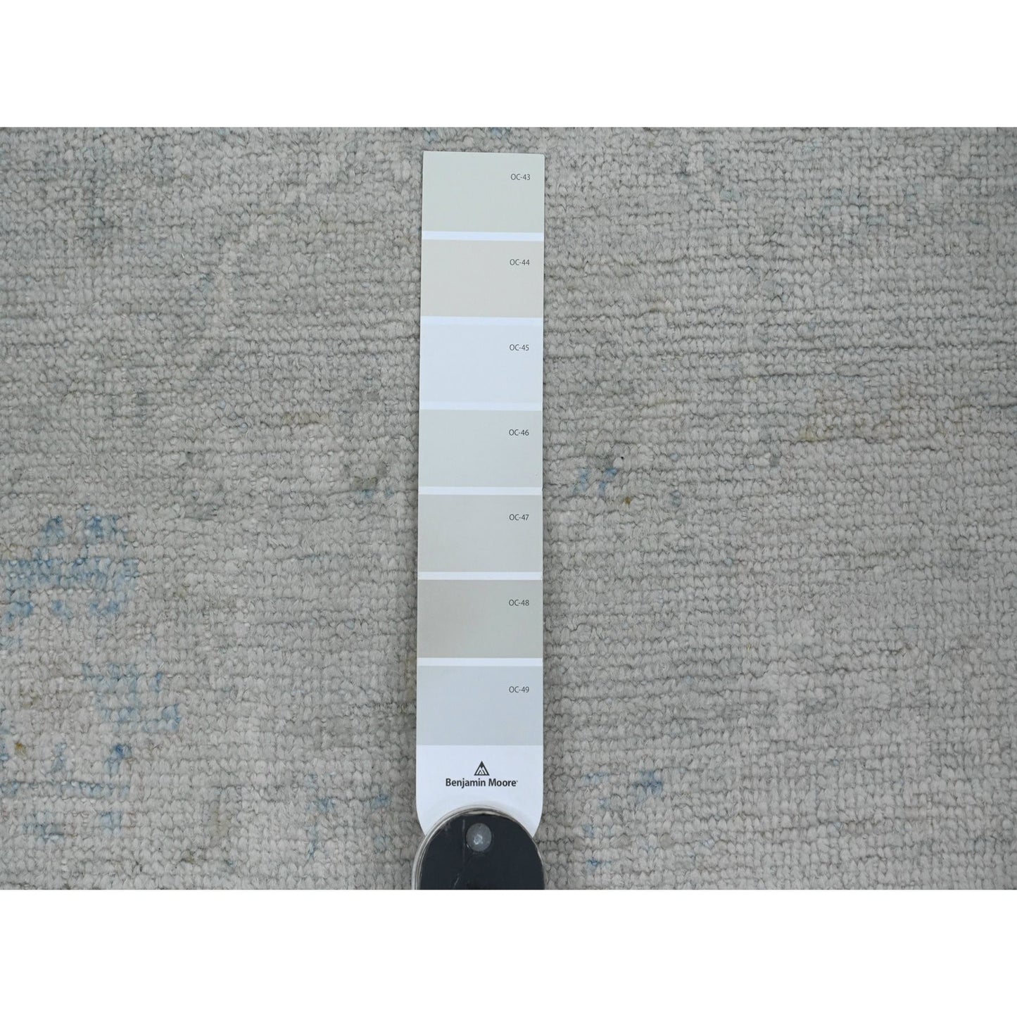 2'8"X9'8" Gray Hand Knotted Angora Oushak Leaf Design All Wool Runner Rug