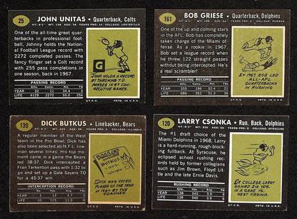 1969 Topps Football Card Complete Set (1-263) Csonka Rc Namath Unitas 197413