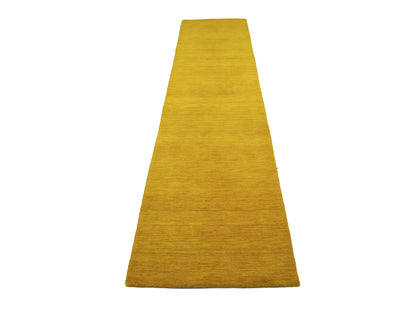 2'7x12'1 Marigold Solid Design Hand-Loomed Gabbeh Wool Runner Rug Carpet