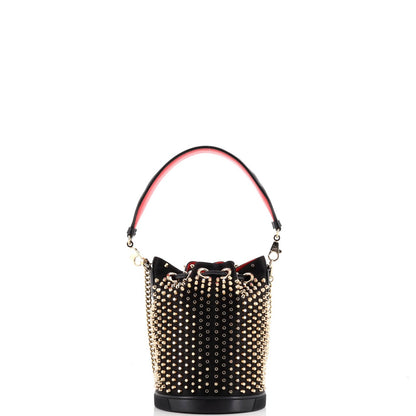 Christian Louboutin Marie Jane Bucket Bag Studded Satin And Leather