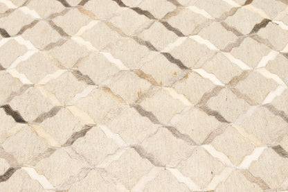 Modern Faux Leather Cowhide Rug 8x10 Contemporary Silver Carpet