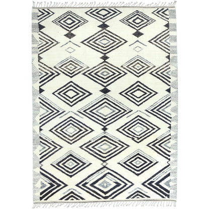 8'X10'10" Ivory Moroccan Berber Wool Hand Knotted Rug