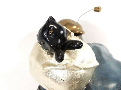 Hiro Yamagata Full Round Bronze Sculpture - Cat Burglar 1989 Signed Limited 375