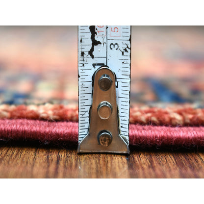 Rug 2'1"x2'10" Coral Red Natural Dyes Afghan Ersari Hand Knotted Wool