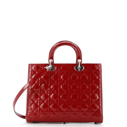 Christian Dior Lady Dior Bag Cannage Quilt Patent Large