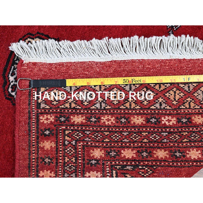 2'7"X11'10" Scarlet Red Princess Bokara Soft Wool Hand Knotted Runner Rug