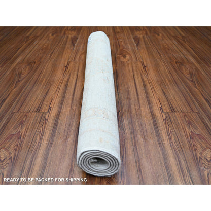 3'X4'9" Cascading White Hand Knotted White Wash Peshawar Oriental Rug