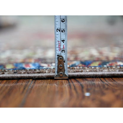 5'1"X6'9" Gray Super Kazak Large Elements Wool Hand Knotted Runner Rug