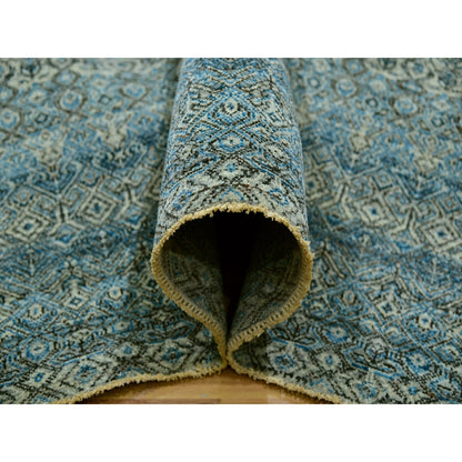 10'X10' Blue Kohinoor Herrita Plush Wool Hand Knotted Square Oriental Rug