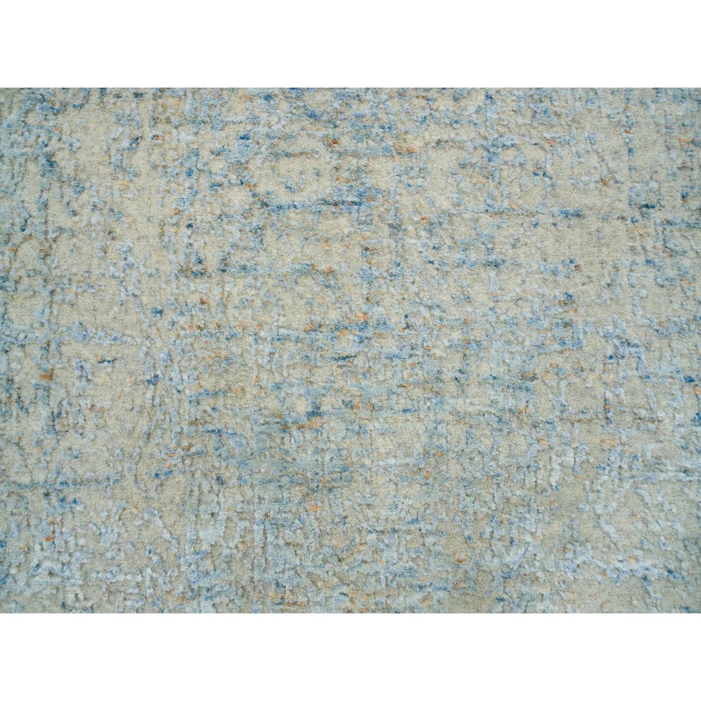 2'6"X10' Gray Wool And Silk Modern Jacquard Hand Loomed Runner