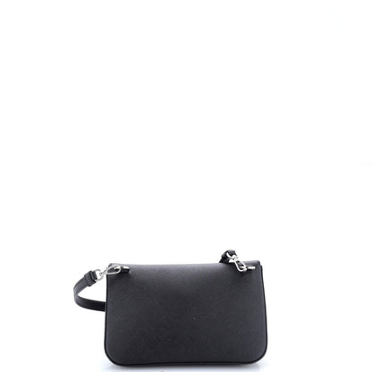 Prada Triangle Logo Full Flap Shoulder Bag Saffiano Leather