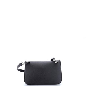 Prada Triangle Logo Full Flap Shoulder Bag Saffiano Leather