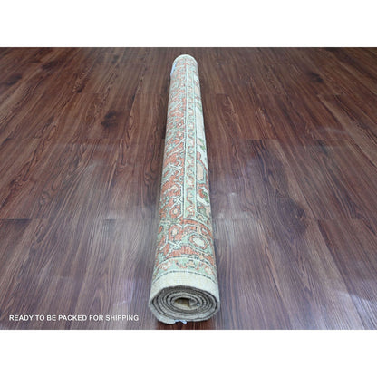 4'8"X6'3" White Heris All Over Design Hand Knotted High Mountain Wool Rug