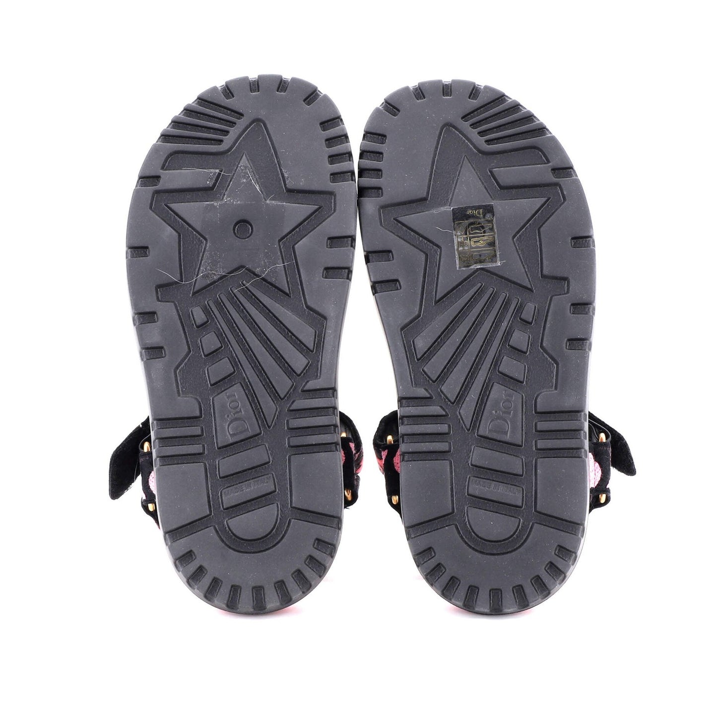 Christian Dior Women'S D-Wave Sandals Leather With Embroidered Canvas