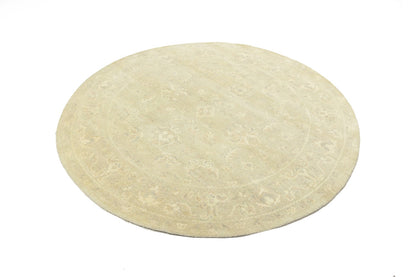 Floral Transitional Hand-Knotted Round Oriental Rug Home Decor Carpet 6X6 Ft