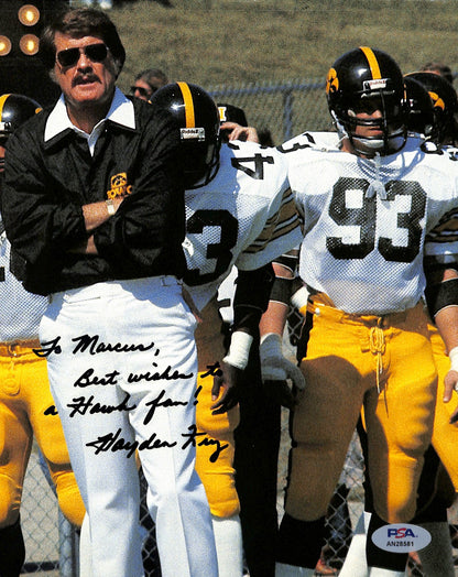 Hayden Fry Signed/Inscr 8X10 Magazine Photo University Of Iowa Psa/Dna 185271