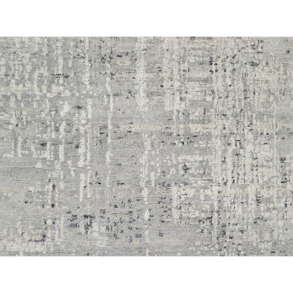 8'1"X8'1" Gray Undyed Natural Wool Modern Hand Knotted Square Rug