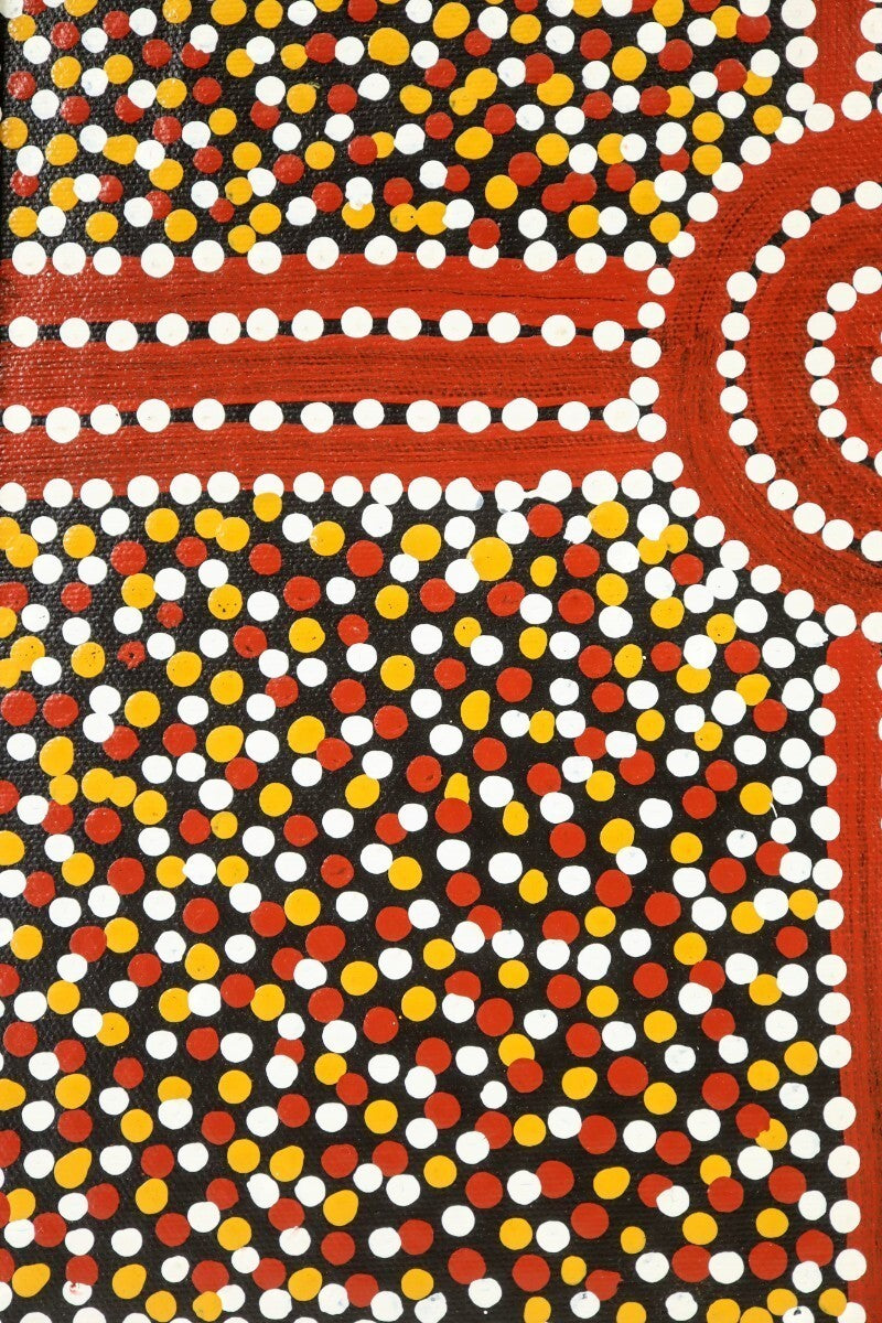 Paddy Bird Jungala "Mulga Seed" Aboriginal Dot Painting Acrylic On Canvas Signed
