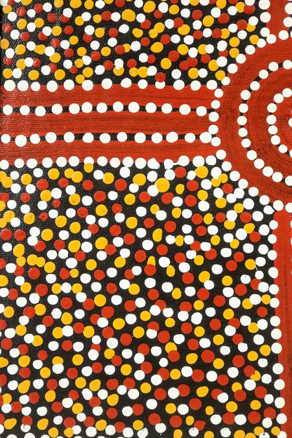 Paddy Bird Jungala "Mulga Seed" Aboriginal Dot Painting Acrylic On Canvas Signed