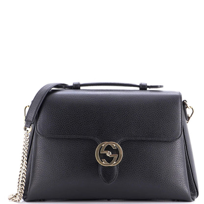 Gucci Interlocking Top Handle Bag Leather Medium