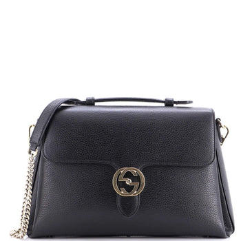 Gucci Interlocking Top Handle Bag Leather Medium