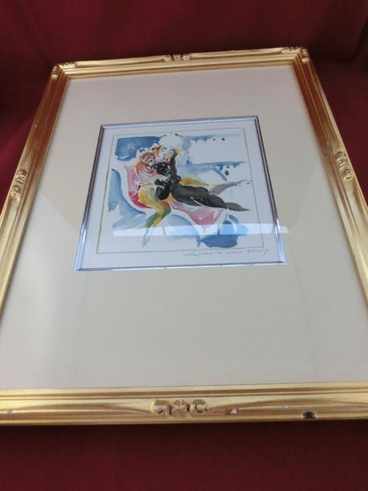 Heinz Werner "Fliegender Teppich" 2001 Original Watercolor Meissen Designer Sign