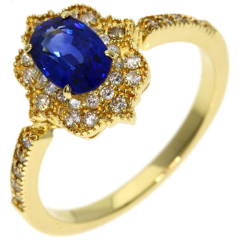 1.13ct Sapphire Diamond Ring K18 Yellow Gold  3g