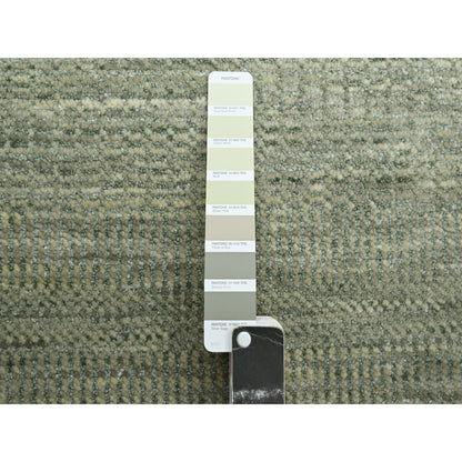 10'2"X14' Seneca Gray Hand Knotted Modern Grass Design Wool And Silk Rug