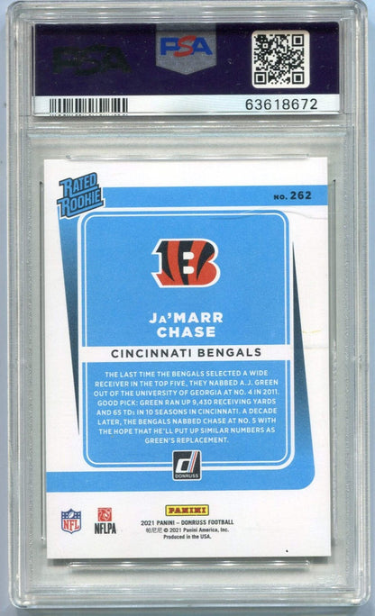 Ja'Marr Chase 2021 Panini Donruss Rated Rookie Press Pass Premium Rc #262 Psa Gr