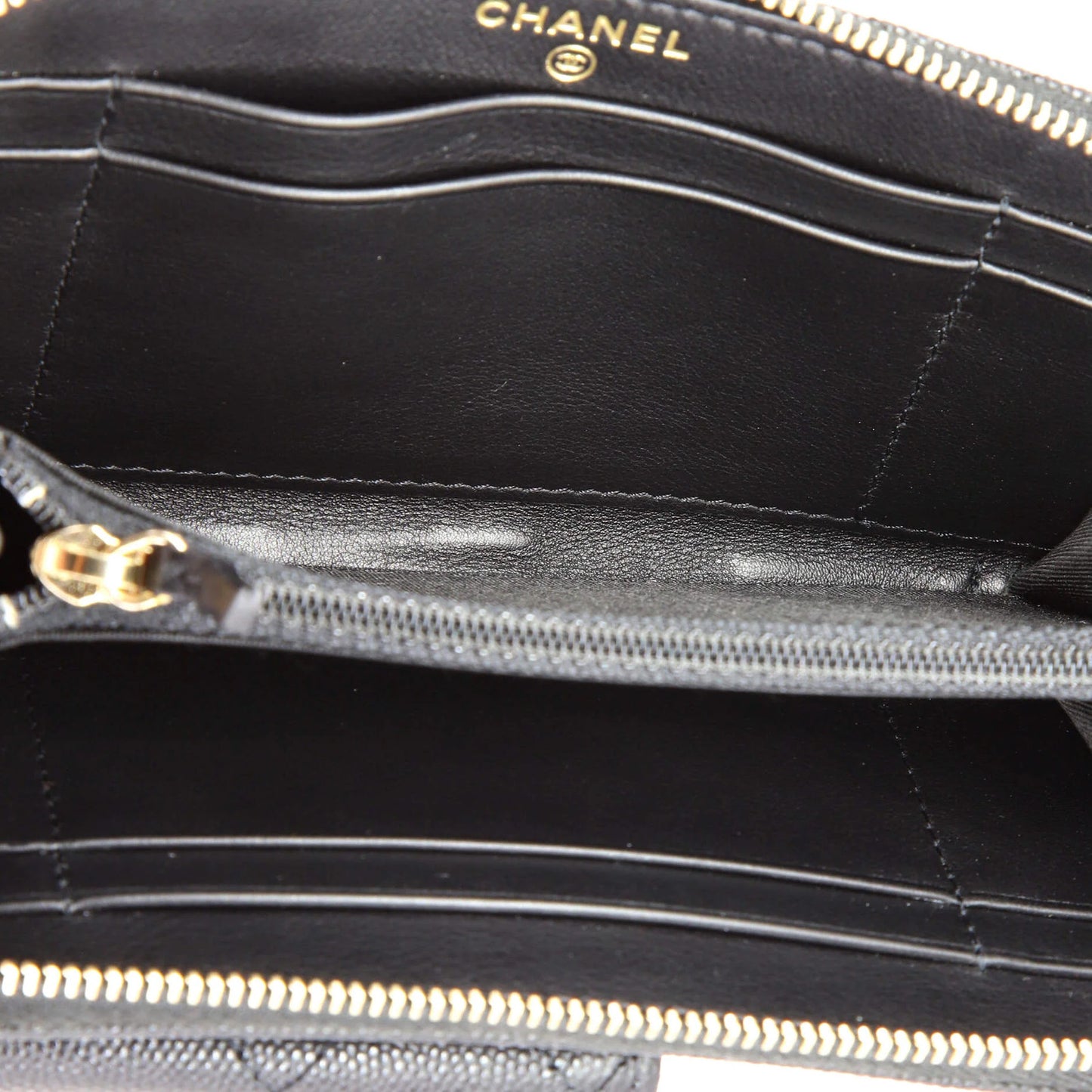 Chanel In & Out Zip Around Wallet Quilted Caviar Small