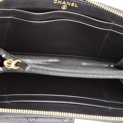 Chanel In & Out Zip Around Wallet Quilted Caviar Small