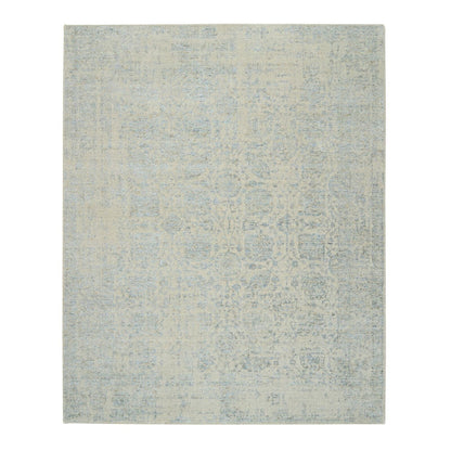 8'1"X10' Gray Jacquard Hand Loomed Wool And Silk Tebraz Design Rug