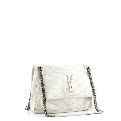 Saint Laurent Niki Chain Flap Bag Matelasse Chevron Leather Medium