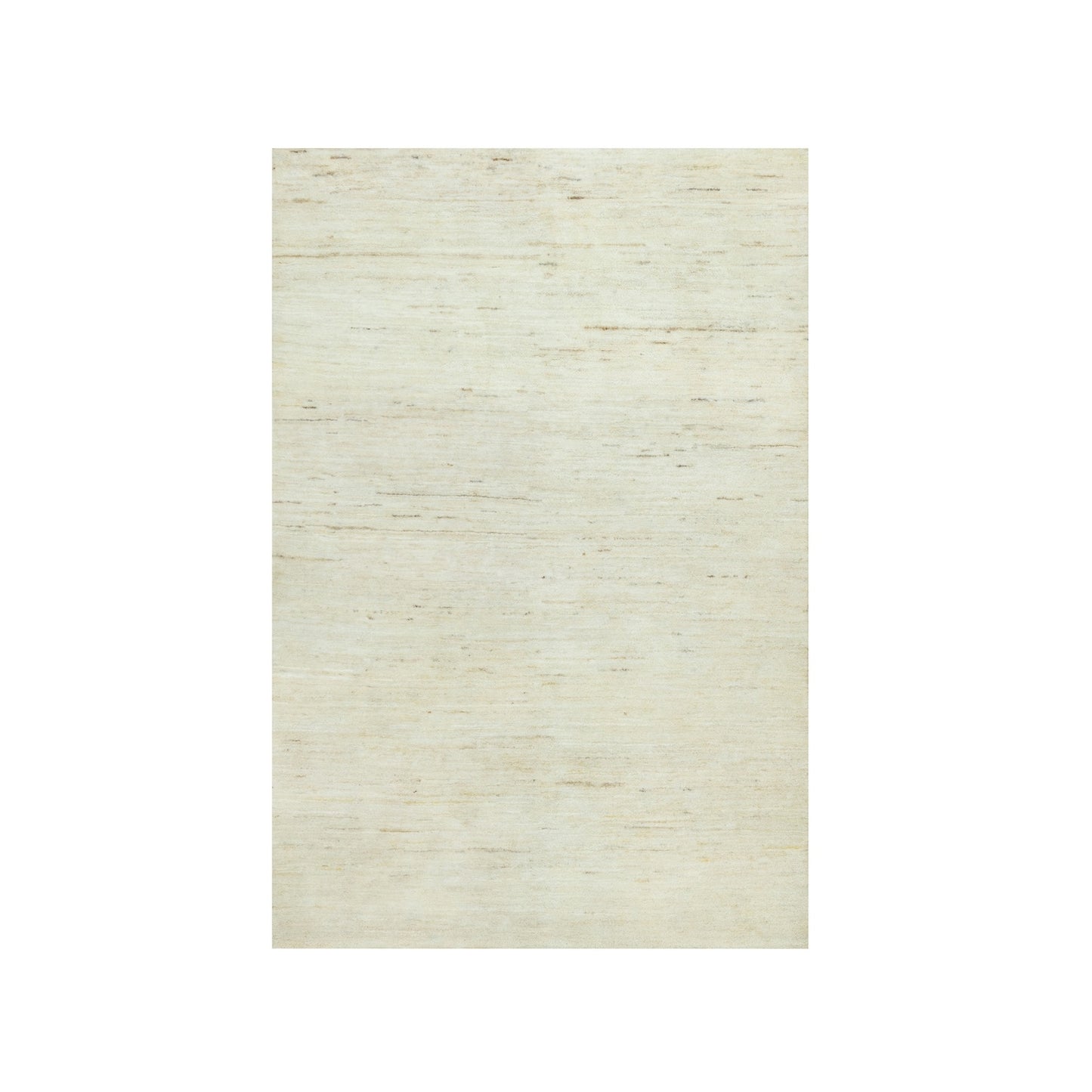 3'10"X5'10" White Plain Luxurious Wool Thick And Plush Hand Knotted Rug