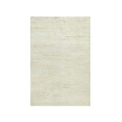 3'10"X5'10" White Plain Luxurious Wool Thick And Plush Hand Knotted Rug