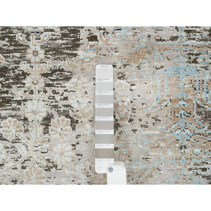8'3"X10' Gray Hand Knotted Transitional Design Wool And Silk Rug
