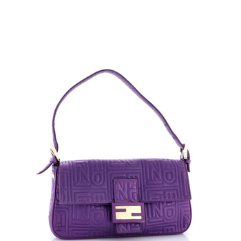 Fendi Baguette Bag Logo Embossed Leather Small