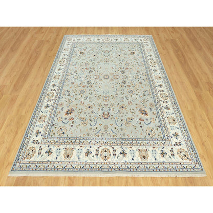 7'9"X10'3" Gray Nain Design Wool Hand Knotted Oriental Rug