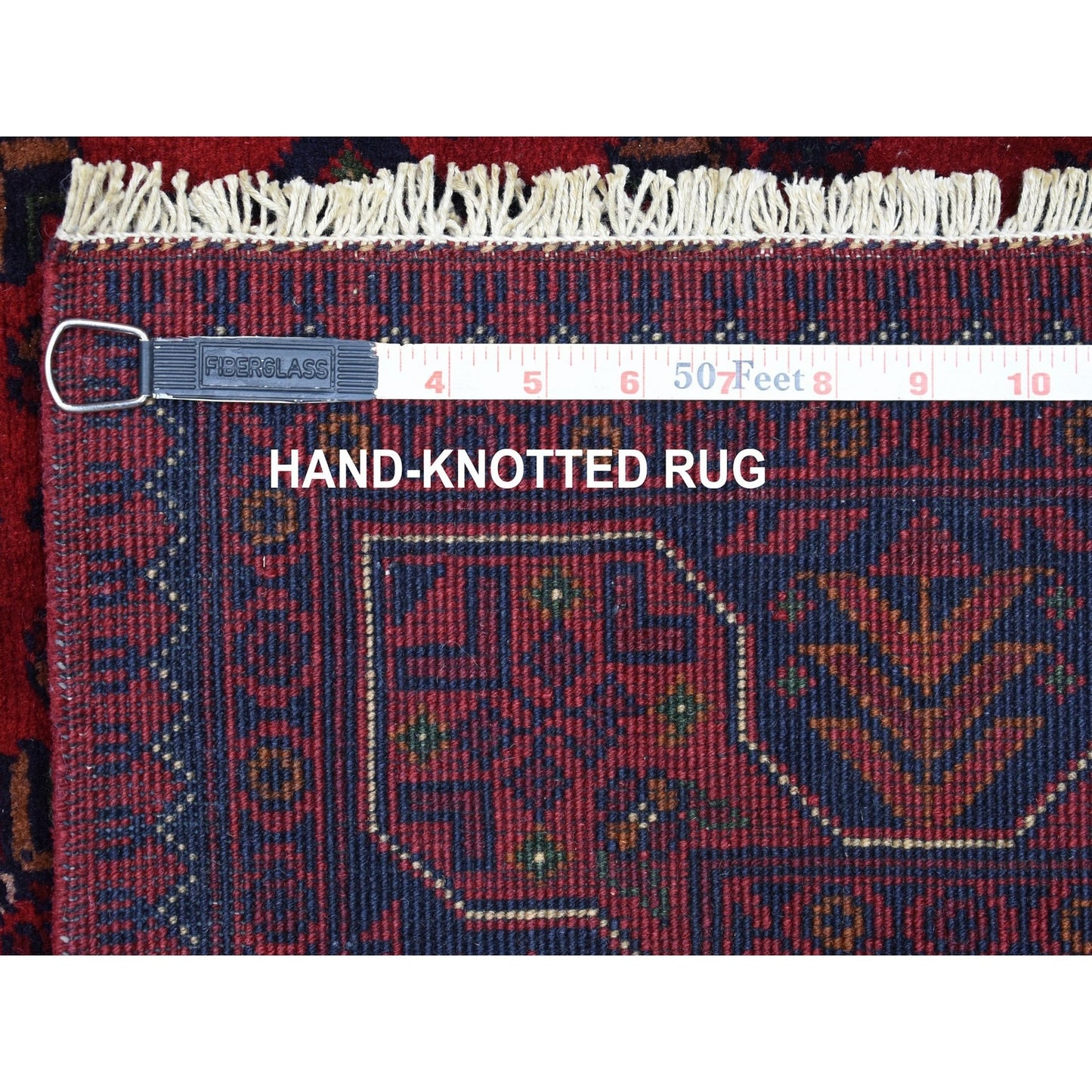 3'4"X4'9" Afghan Khamyab Soft Afghan Wool Deep Red Hand Knotted Rug