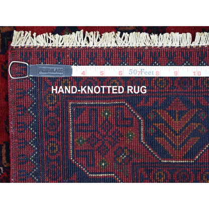 3'4"X4'9" Afghan Khamyab Soft Afghan Wool Deep Red Hand Knotted Rug