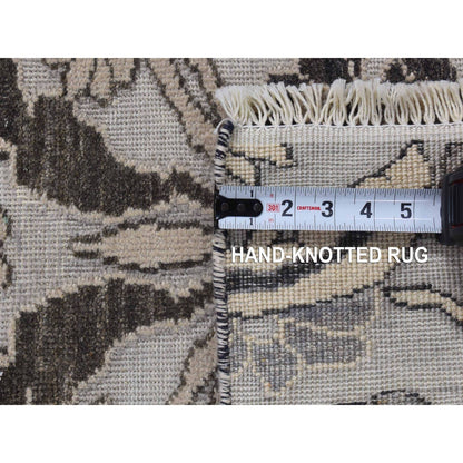 2'1"X3'1" Ivory Wool Oushak Design Hand Knotted Sample Fragment Mat Rug