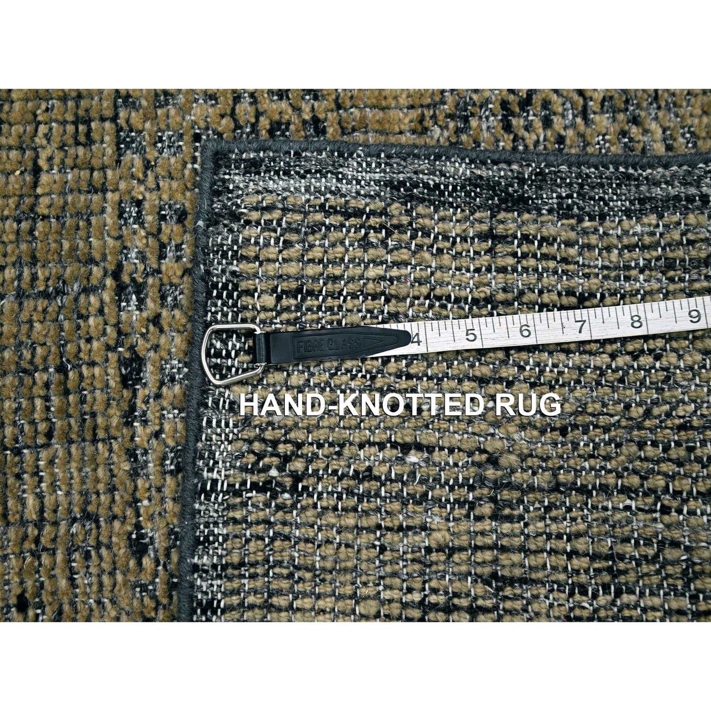 2'X3' Black & Brown Oxidized Grass Design, 100% Wool Hand Knotted Mat Rug